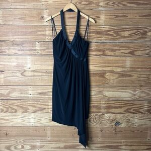Laundry By Shelli Segal Black Asymmetrical Halter Slip Dress
